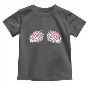 Funny Skeleton Hands Seashell Bikini Halloween Beach Toddler T Shirt TS11 Dark Heather Print Your Wear