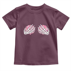 Funny Skeleton Hands Seashell Bikini Halloween Beach Toddler T Shirt TS11 Maroon Print Your Wear
