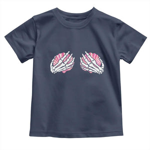 Funny Skeleton Hands Seashell Bikini Halloween Beach Toddler T Shirt TS11 Navy Print Your Wear