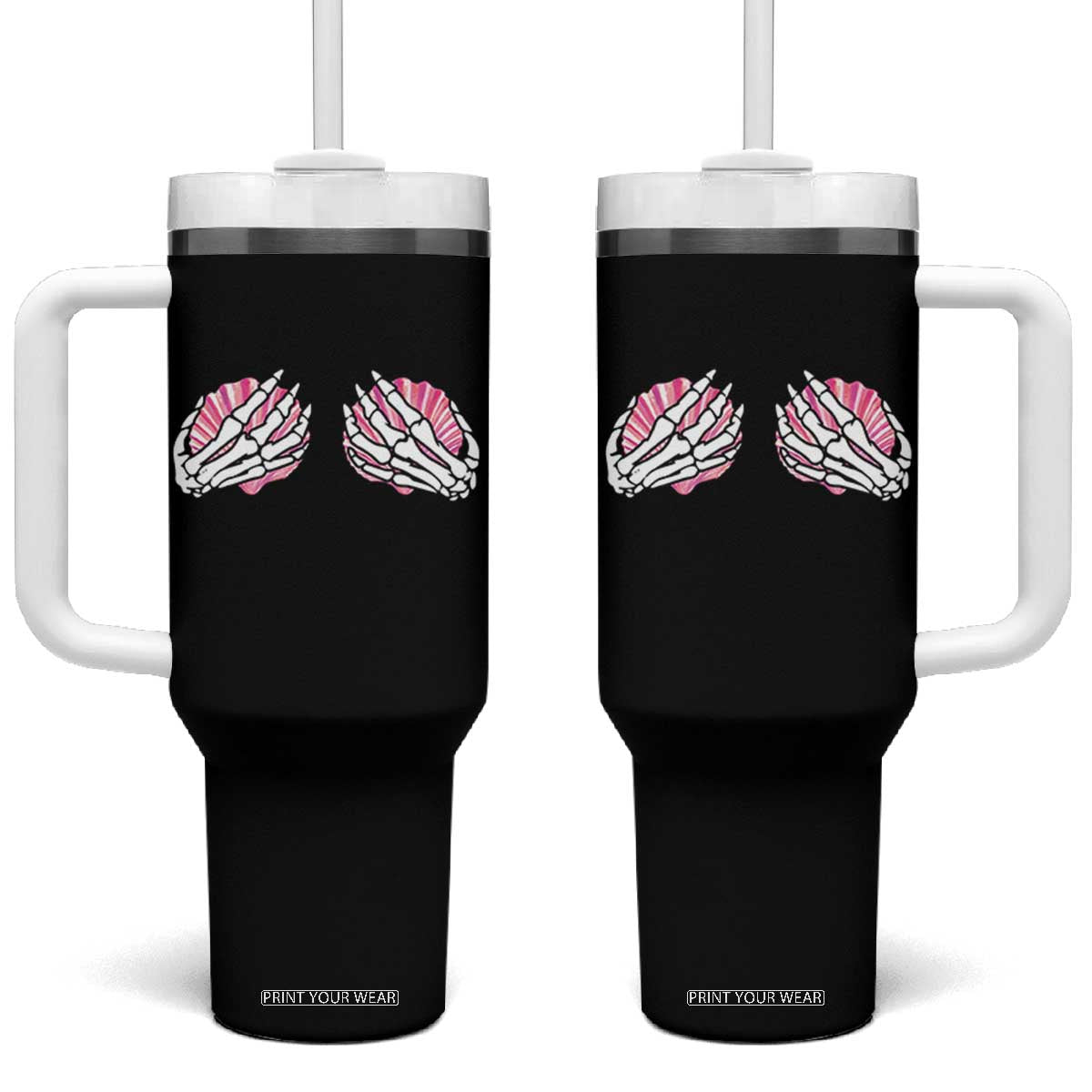 Funny Skeleton Hands Seashell Bikini Halloween Beach Tumbler With Handle TS11 One Size: 40 oz Black Print Your Wear