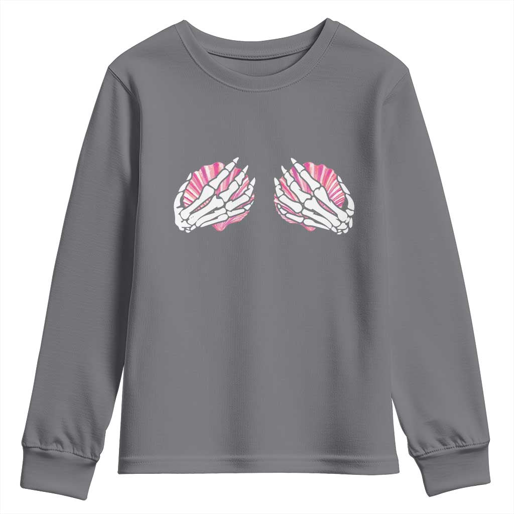 Funny Skeleton Hands Seashell Bikini Halloween Beach Youth Sweatshirt TS11 Charcoal Print Your Wear