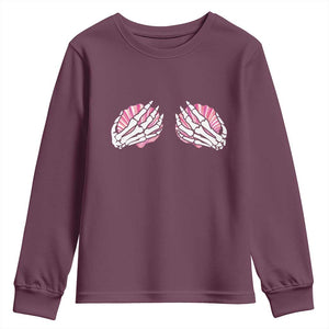 Funny Skeleton Hands Seashell Bikini Halloween Beach Youth Sweatshirt TS11 Maroon Print Your Wear