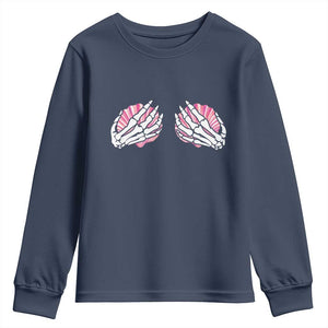 Funny Skeleton Hands Seashell Bikini Halloween Beach Youth Sweatshirt TS11 Navy Print Your Wear