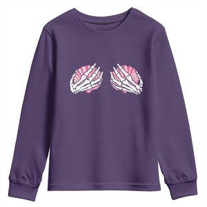 Funny Skeleton Hands Seashell Bikini Halloween Beach Youth Sweatshirt TS11 Purple Print Your Wear