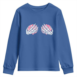 Funny Skeleton Hands Seashell Bikini Halloween Beach Youth Sweatshirt TS11 Royal Blue Print Your Wear