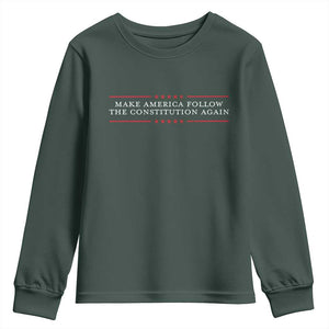 Funny Make America Follow The Constitution Again Youth Sweatshirt TS11 Dark Forest Green Print Your Wear