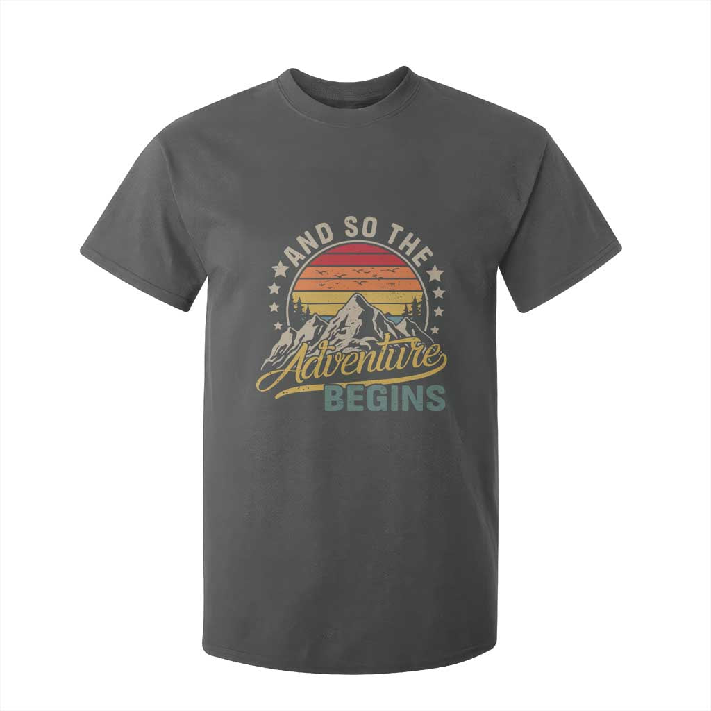 And So The Adventure Begins T Shirt For Kid Camping Hiking Lover TS11 Dark Heather Print Your Wear