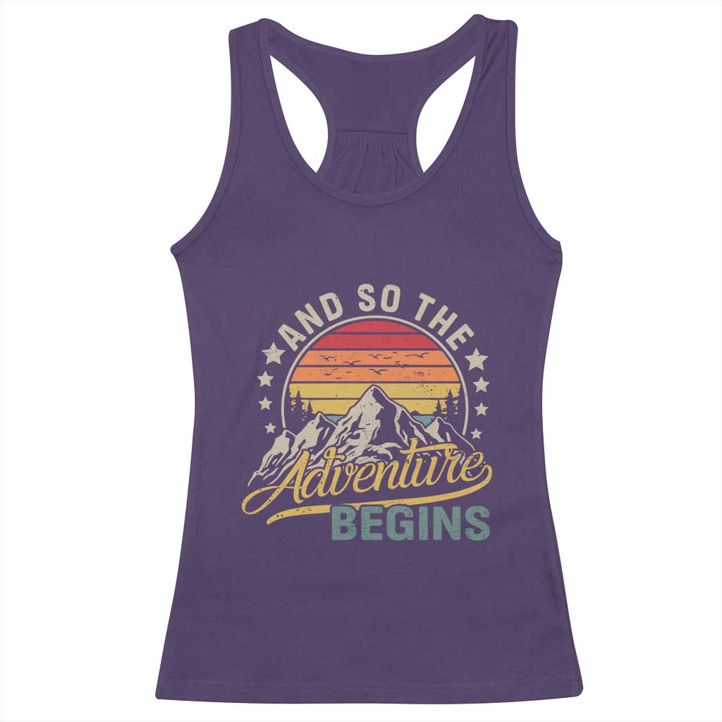 And So The Adventure Begins Racerback Tank Top Camping Hiking Lover TS11 Purple Print Your Wear