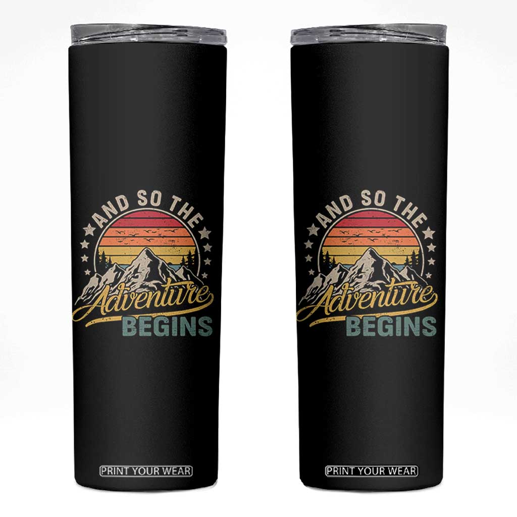 And So The Adventure Begins Skinny Tumbler Camping Hiking Lover TS11 Black Print Your Wear