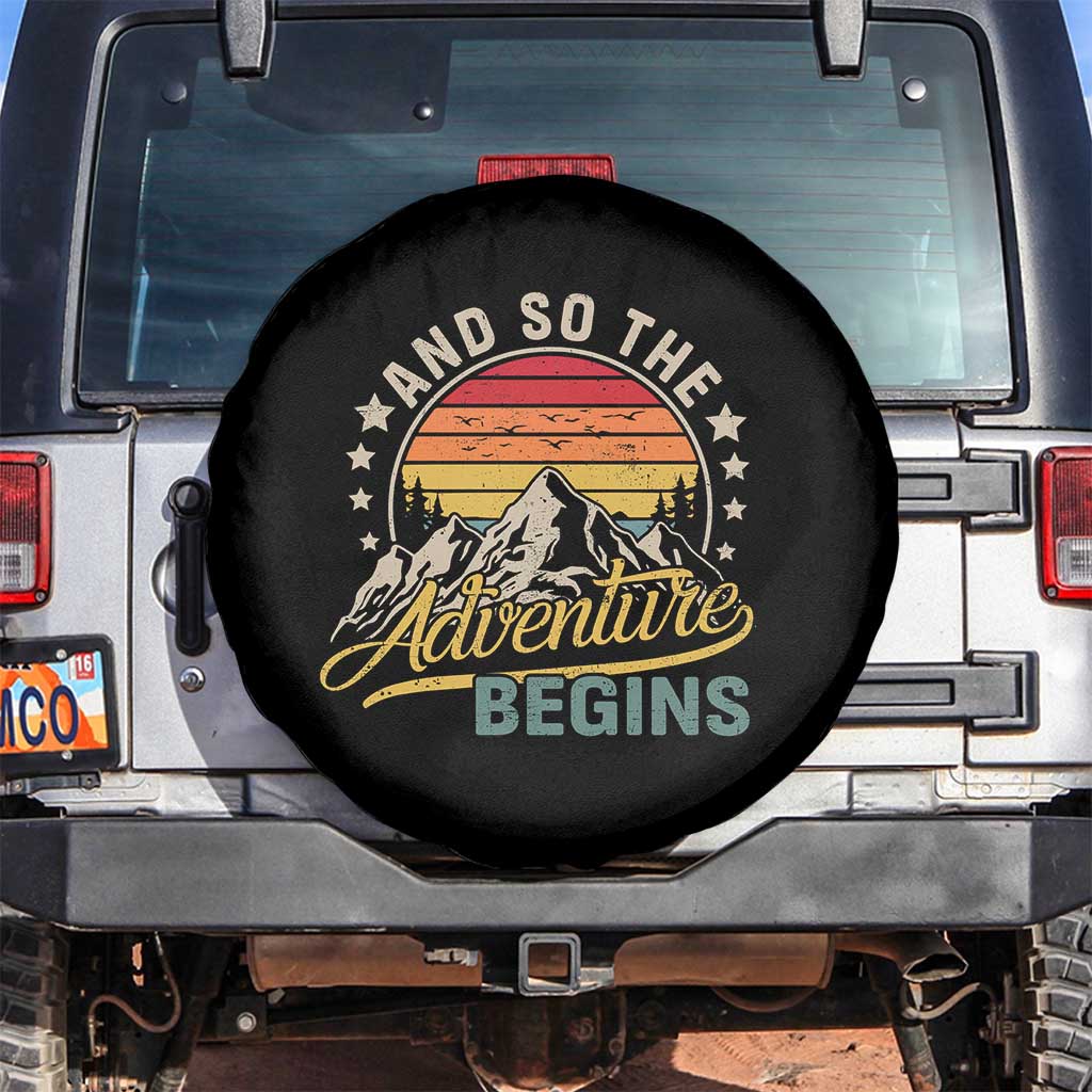 And So The Adventure Begins Spare Tire Cover Camping Hiking Lover TS11 No hole Black Print Your Wear