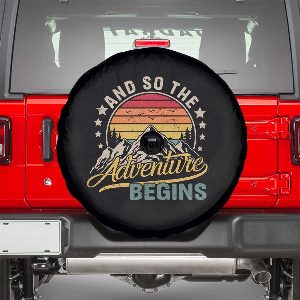 And So The Adventure Begins Spare Tire Cover Camping Hiking Lover TS11 Black Print Your Wear