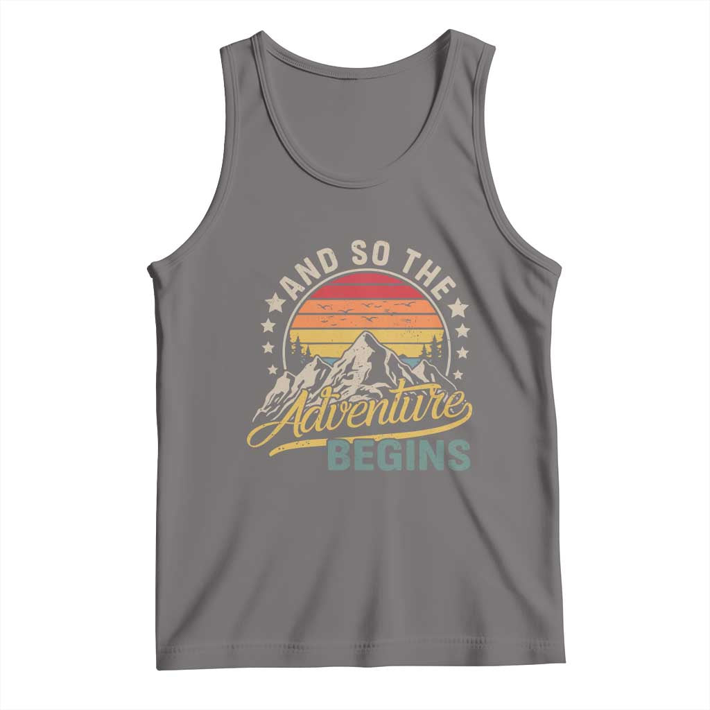 And So The Adventure Begins Tank Top Camping Hiking Lover TS11 Deep Heather Print Your Wear