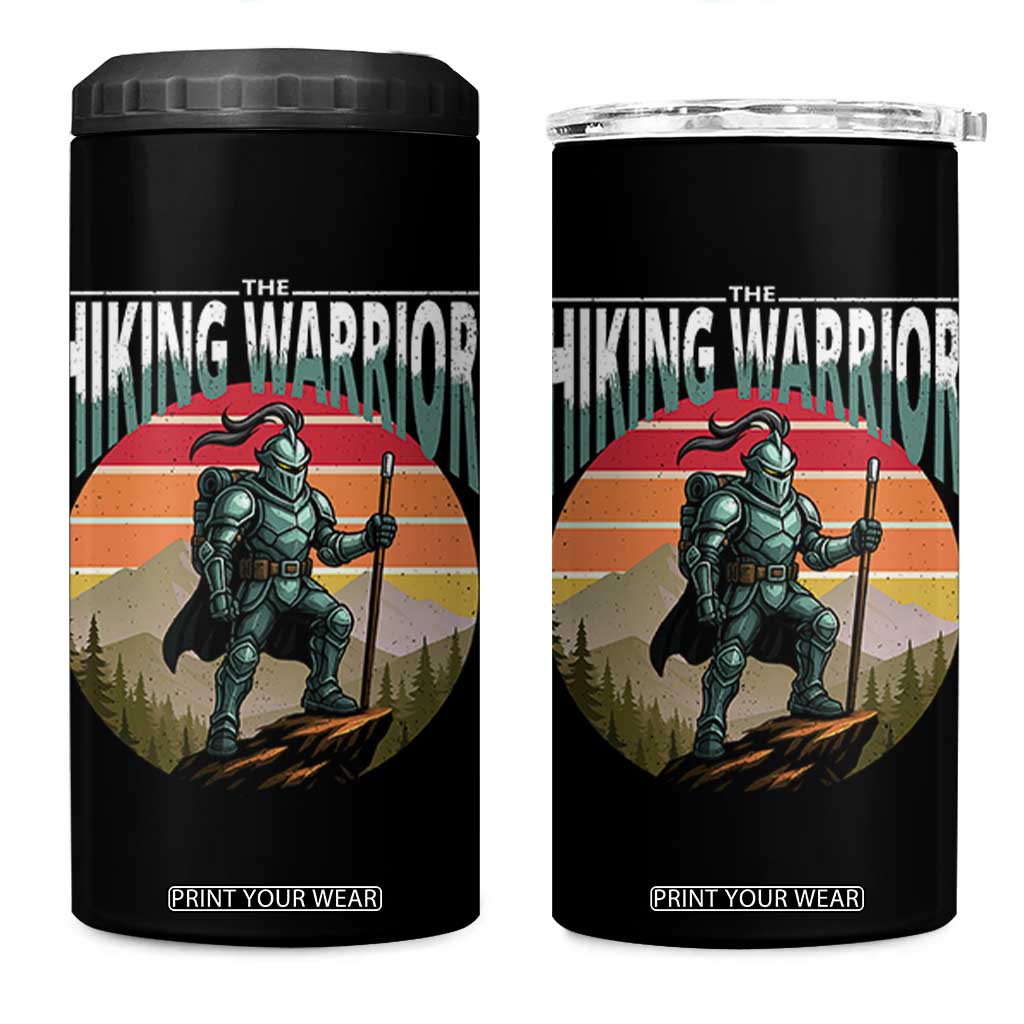 Funny Mountain Hikers 4 in 1 Can Cooler Tumbler The Hiking Warrior Retro Forest Sunset TS11 One Size: 16 oz Black Print Your Wear