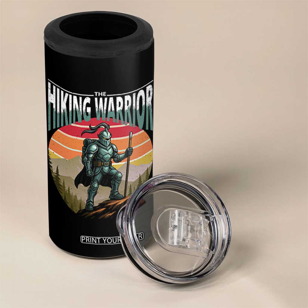 Funny Mountain Hikers 4 in 1 Can Cooler Tumbler The Hiking Warrior Retro Forest Sunset TS11 Print Your Wear