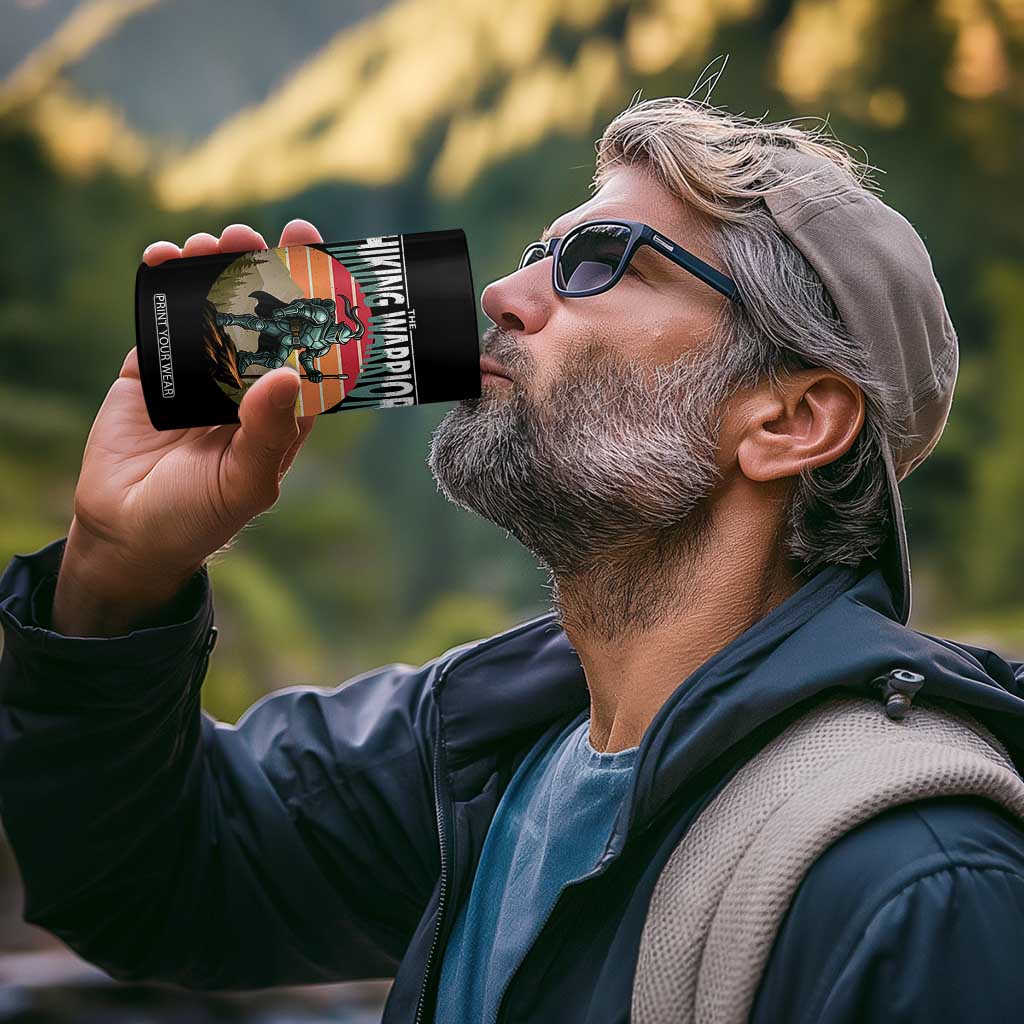 Funny Mountain Hikers 4 in 1 Can Cooler Tumbler The Hiking Warrior Retro Forest Sunset TS11 Print Your Wear