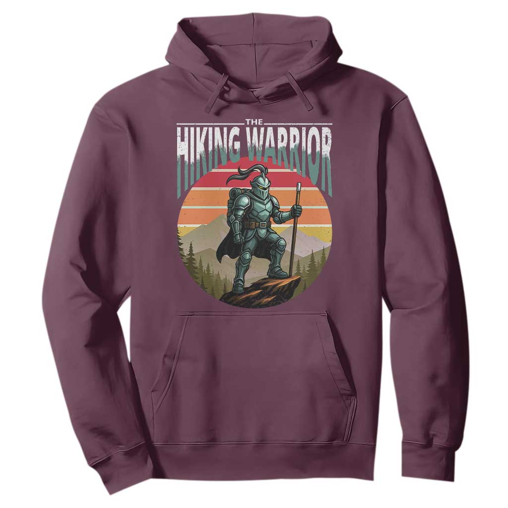 Funny Mountain Hikers Hoodie The Hiking Warrior Retro Forest Sunset TS11 Maroon Print Your Wear