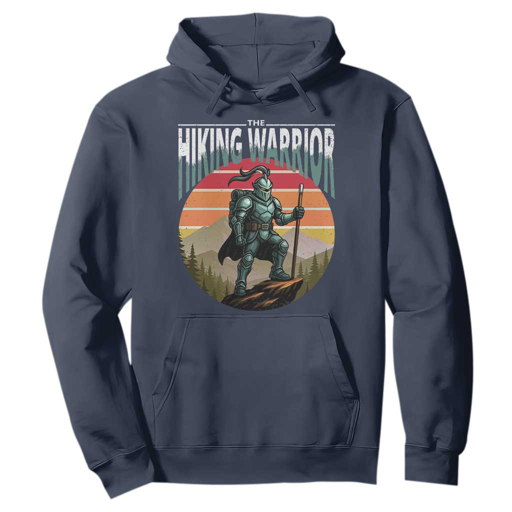 Funny Mountain Hikers Hoodie The Hiking Warrior Retro Forest Sunset TS11 Navy Print Your Wear