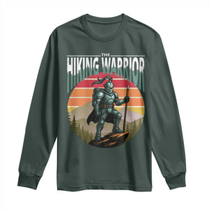 Funny Mountain Hikers Long Sleeve Shirt The Hiking Warrior Retro Forest Sunset TS11 Dark Forest Green Print Your Wear