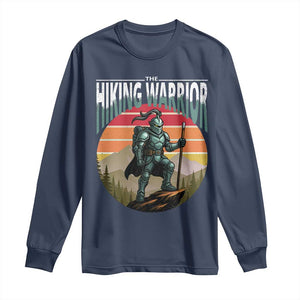 Funny Mountain Hikers Long Sleeve Shirt The Hiking Warrior Retro Forest Sunset TS11 Navy Print Your Wear