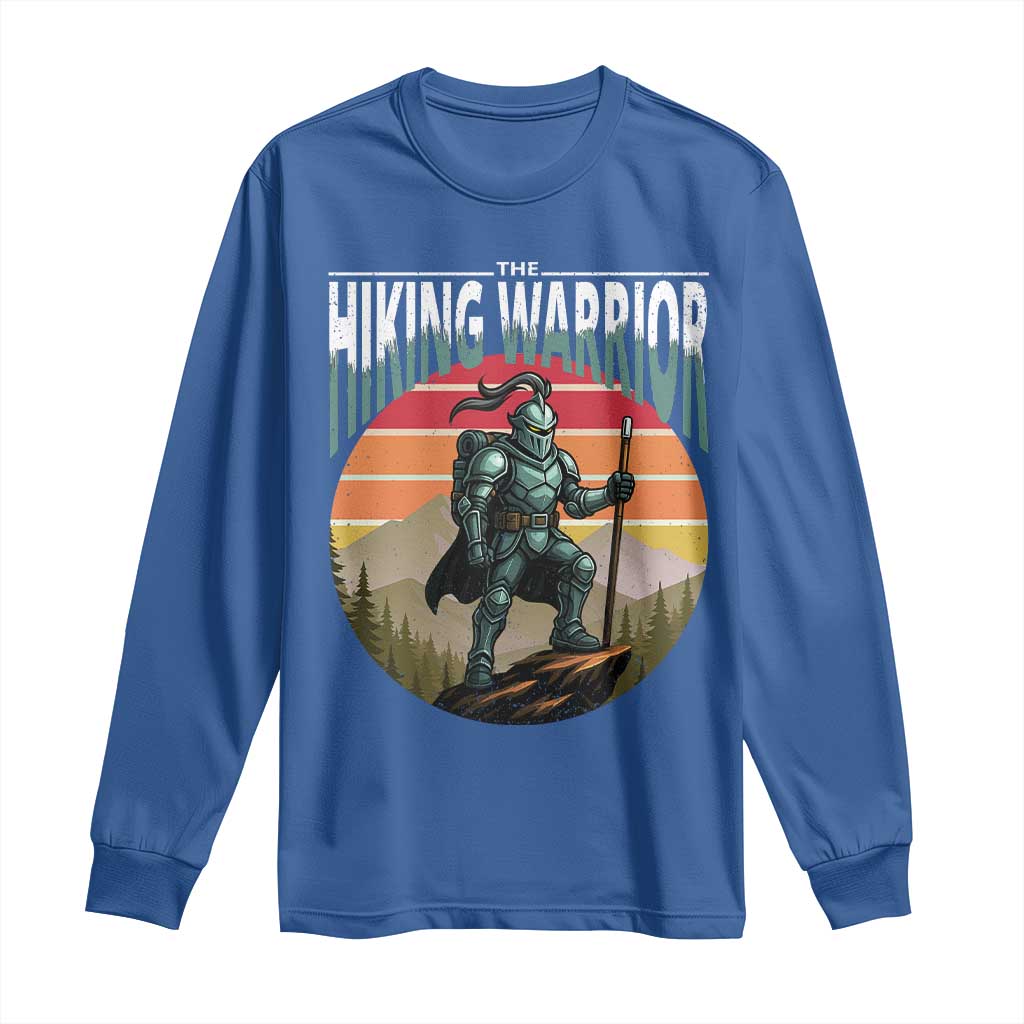 Funny Mountain Hikers Long Sleeve Shirt The Hiking Warrior Retro Forest Sunset TS11 Royal Blue Print Your Wear