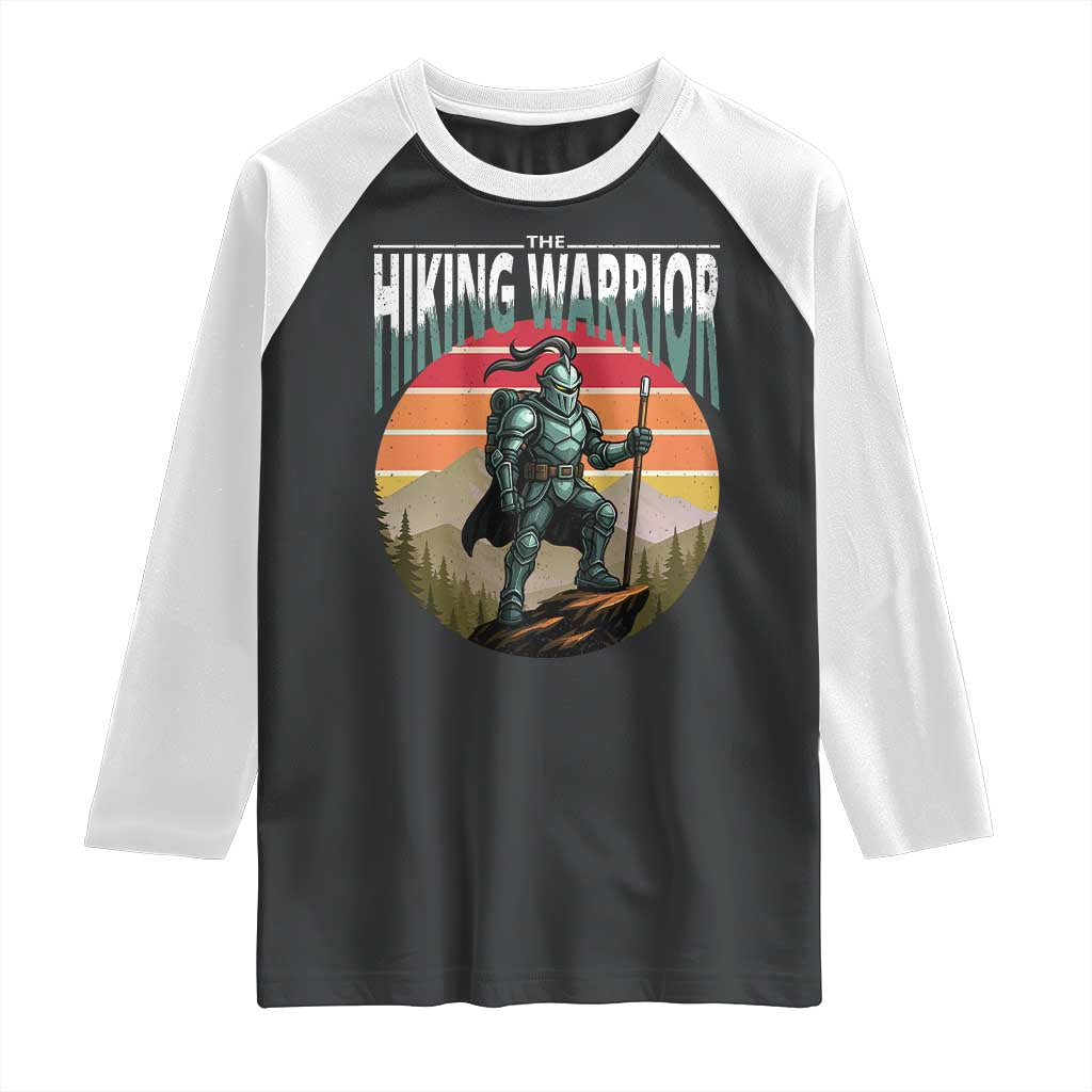 Funny Mountain Hikers Raglan Shirt The Hiking Warrior Retro Forest Sunset TS11 Black White Print Your Wear