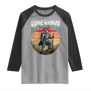Funny Mountain Hikers Raglan Shirt The Hiking Warrior Retro Forest Sunset TS11 Sport Gray Black Print Your Wear