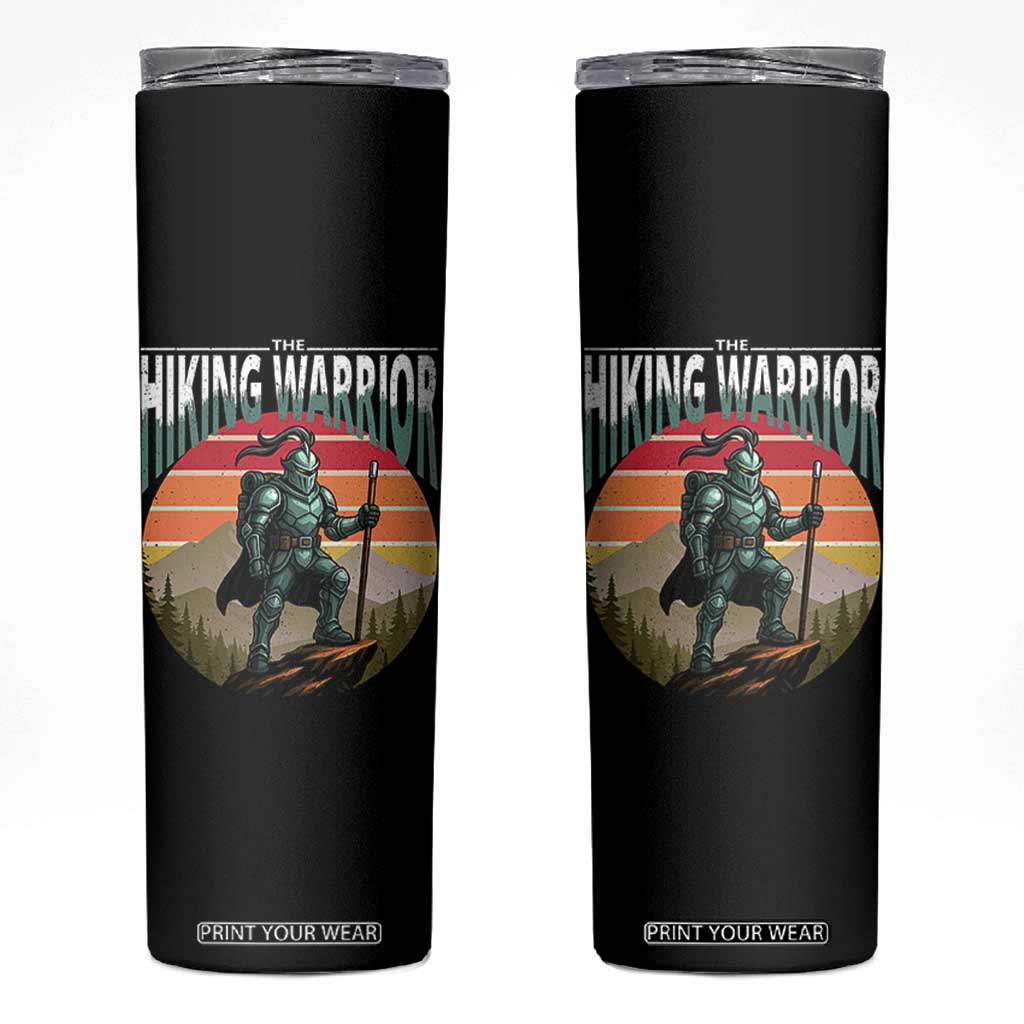 Funny Mountain Hikers Skinny Tumbler The Hiking Warrior Retro Forest Sunset TS11 Black Print Your Wear
