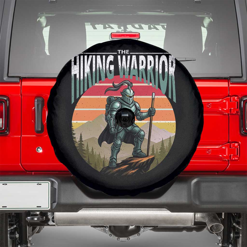 Funny Mountain Hikers Spare Tire Cover The Hiking Warrior Retro Forest Sunset TS11 Black Print Your Wear