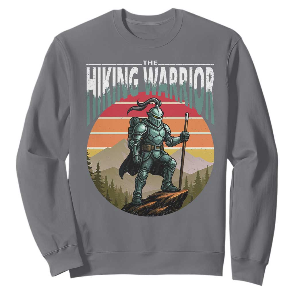 Funny Mountain Hikers Sweatshirt The Hiking Warrior Retro Forest Sunset TS11 Charcoal Print Your Wear