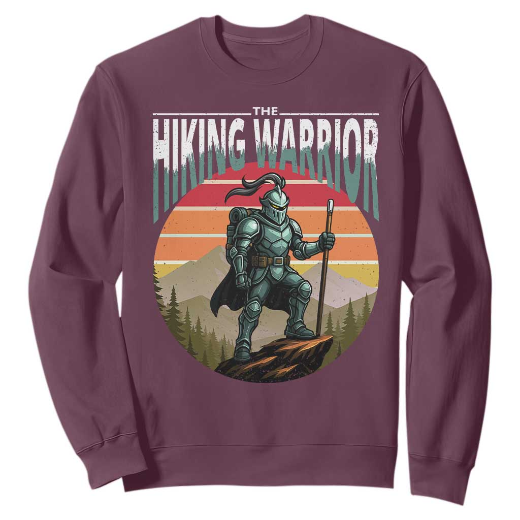 Funny Mountain Hikers Sweatshirt The Hiking Warrior Retro Forest Sunset TS11 Maroon Print Your Wear