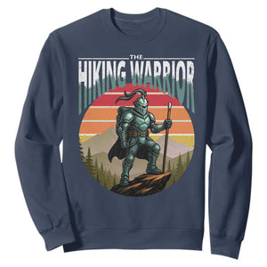 Funny Mountain Hikers Sweatshirt The Hiking Warrior Retro Forest Sunset TS11 Navy Print Your Wear