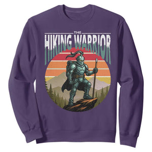 Funny Mountain Hikers Sweatshirt The Hiking Warrior Retro Forest Sunset TS11 Purple Print Your Wear
