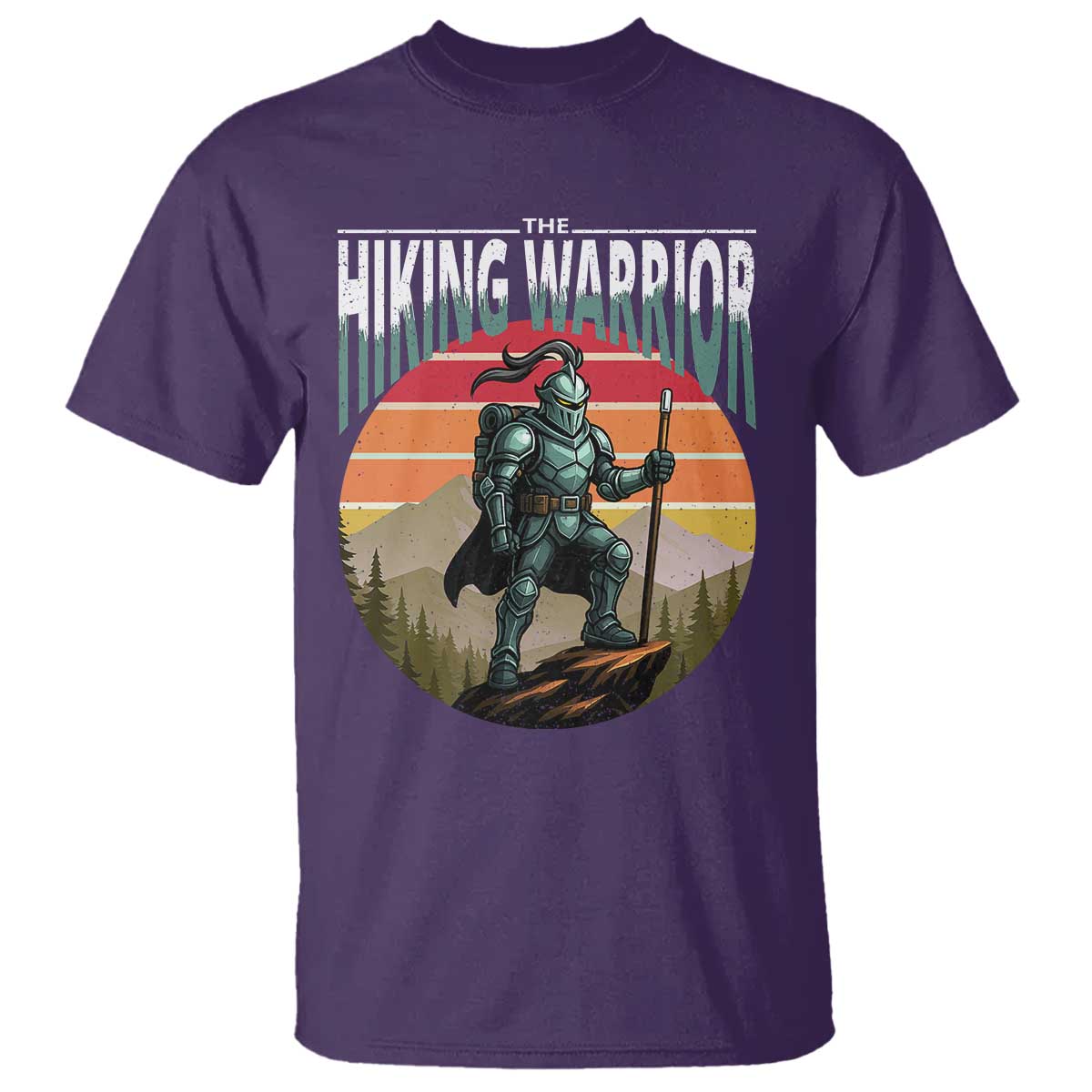 Funny Mountain Hikers T Shirt The Hiking Warrior Retro Forest Sunset TS11 Purple Print Your Wear