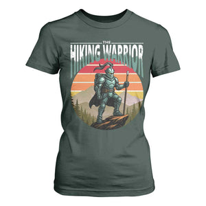 Funny Mountain Hikers T Shirt For Women The Hiking Warrior Retro Forest Sunset TS11 Dark Forest Green Print Your Wear