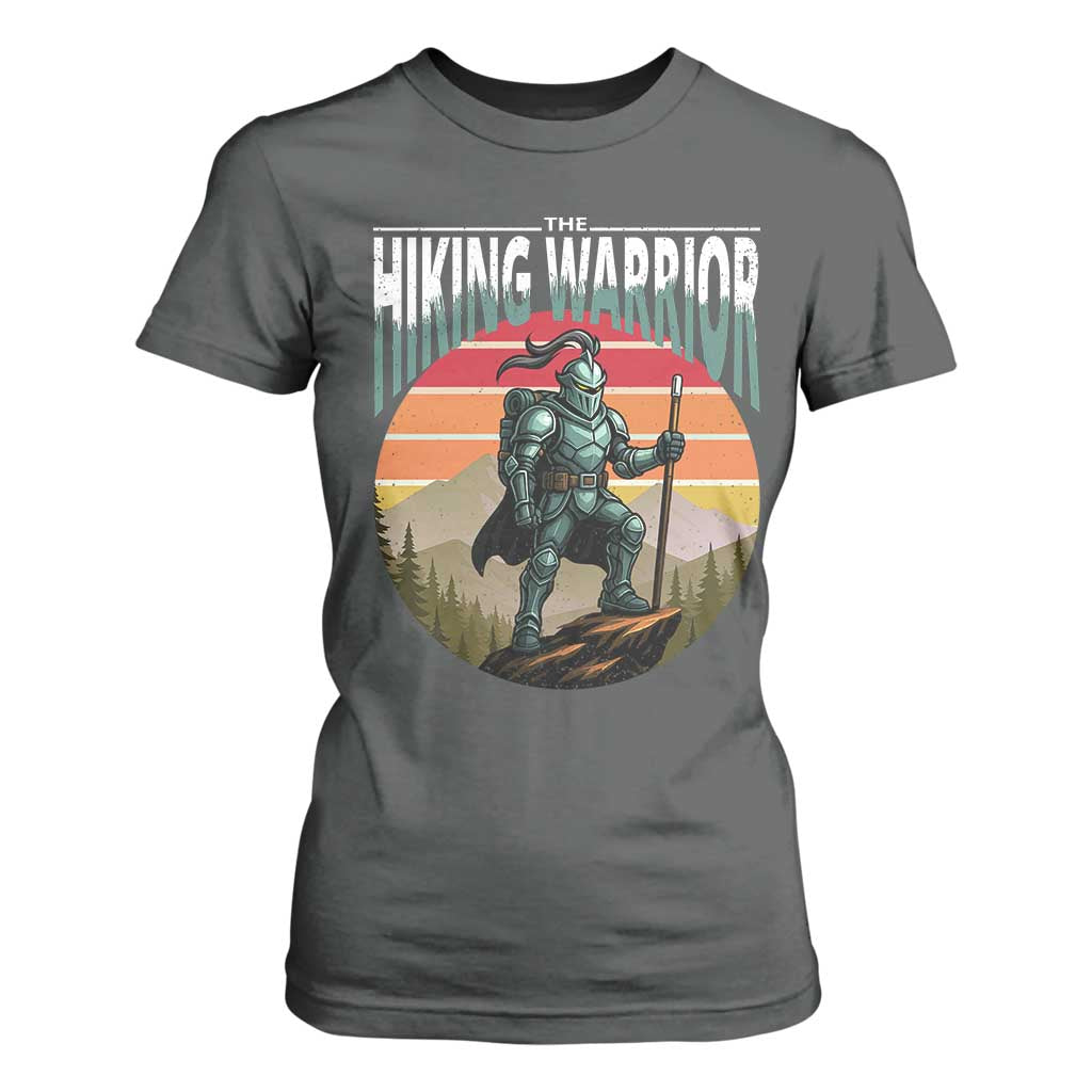 Funny Mountain Hikers T Shirt For Women The Hiking Warrior Retro Forest Sunset TS11 Dark Heather Print Your Wear