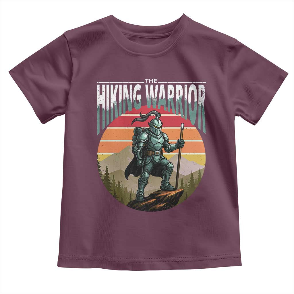 Funny Mountain Hikers Toddler T Shirt The Hiking Warrior Retro Forest Sunset TS11 Maroon Print Your Wear
