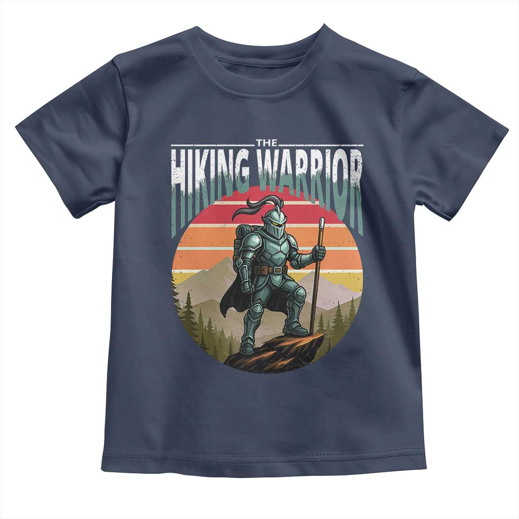 Funny Mountain Hikers Toddler T Shirt The Hiking Warrior Retro Forest Sunset TS11 Navy Print Your Wear