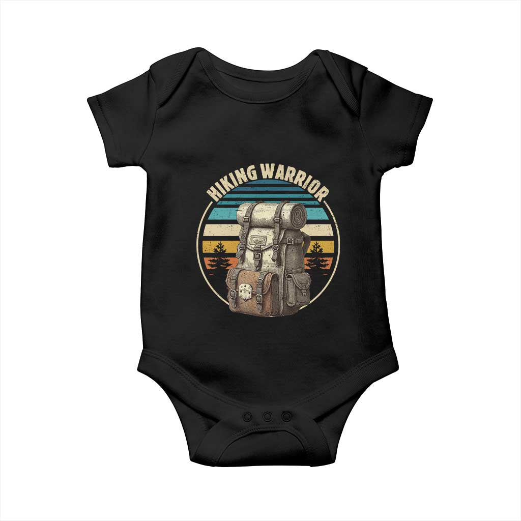 Funny Hiking Warrior Retro Backpack Nature Adventure Baby Onesie TS11 Black Print Your Wear