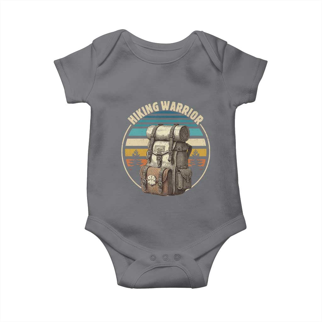 Funny Hiking Warrior Retro Backpack Nature Adventure Baby Onesie TS11 Charcoal Print Your Wear