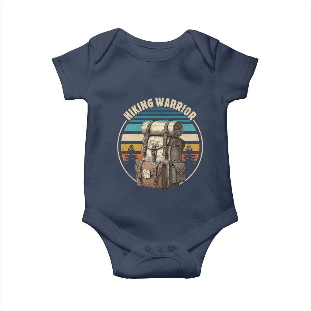 Funny Hiking Warrior Retro Backpack Nature Adventure Baby Onesie TS11 Navy Print Your Wear