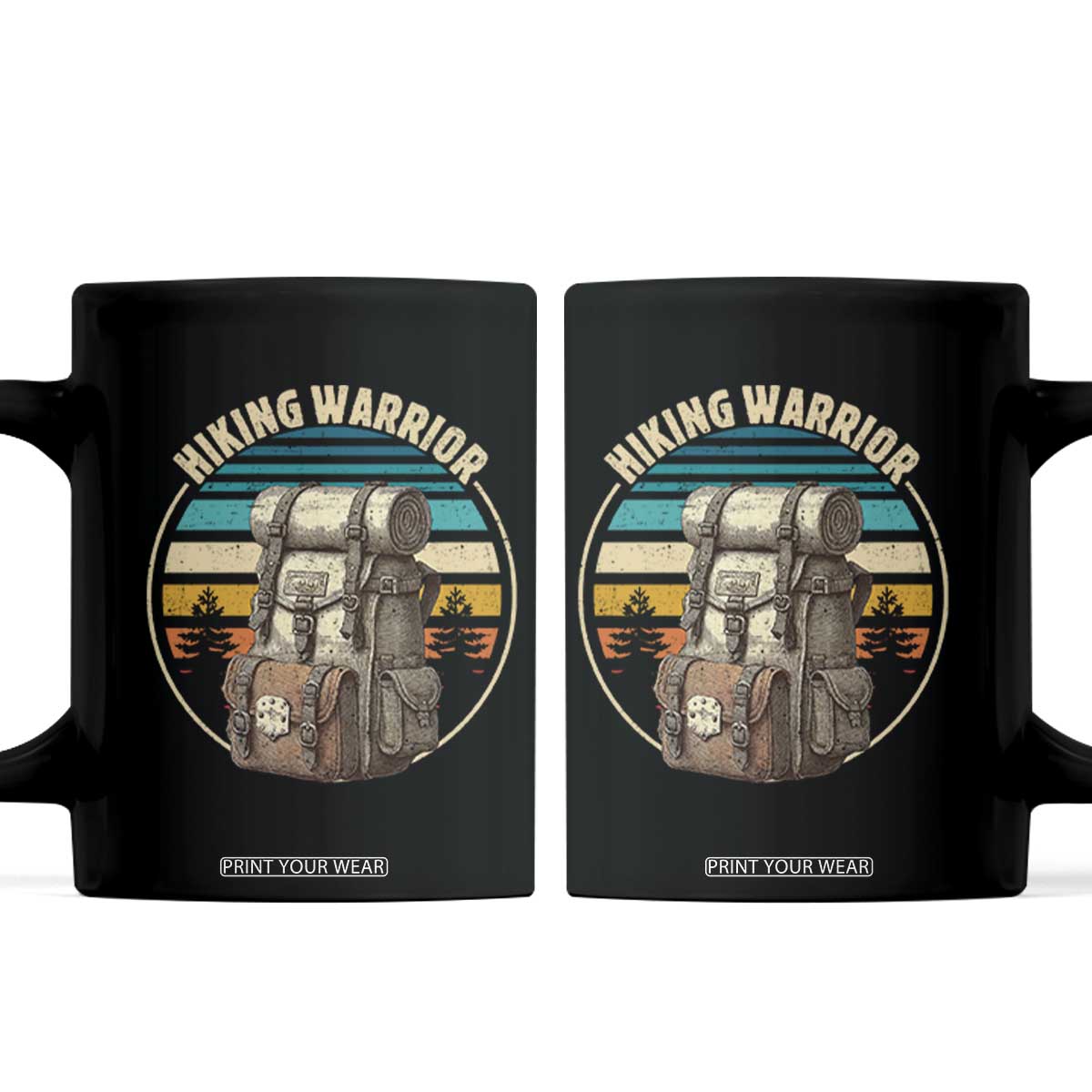 Funny Hiking Warrior Retro Backpack Nature Adventure Coffee Mug TS11 Black Print Your Wear