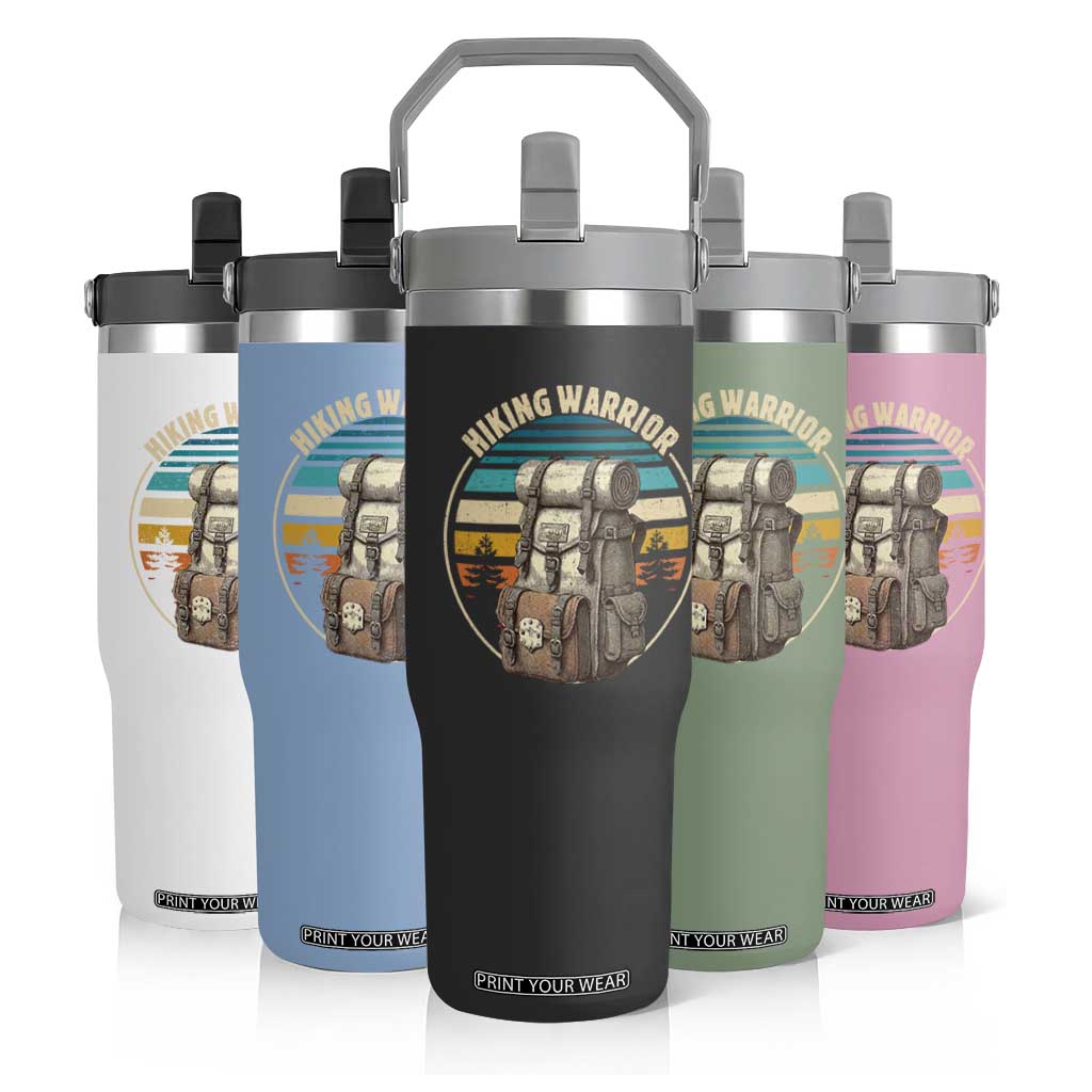 Funny Hiking Warrior Retro Backpack Nature Adventure Flip Straw Tumbler TS11 Print Your Wear