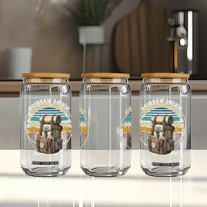 Funny Hiking Warrior Retro Backpack Nature Adventure Glass Can TS11 Print Your Wear