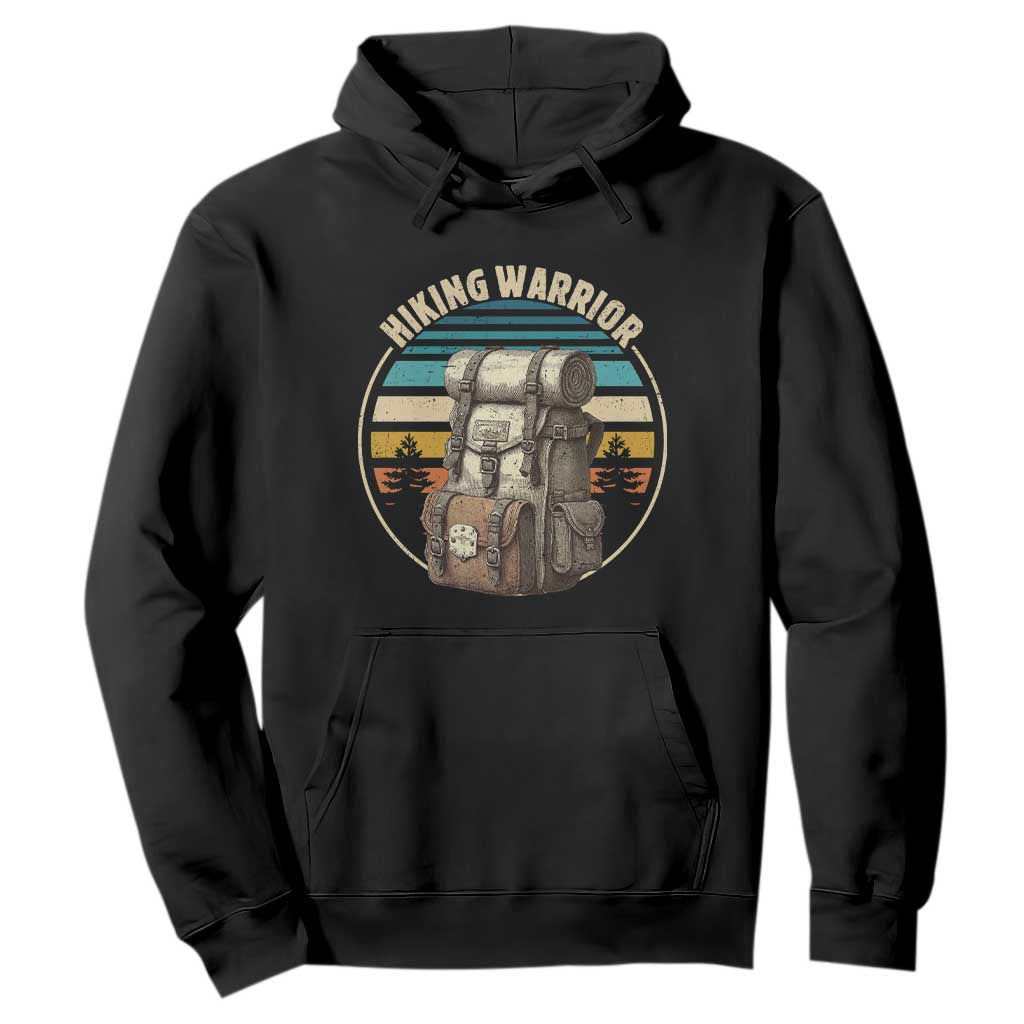 Funny Hiking Warrior Retro Backpack Nature Adventure Hoodie TS11 Black Print Your Wear