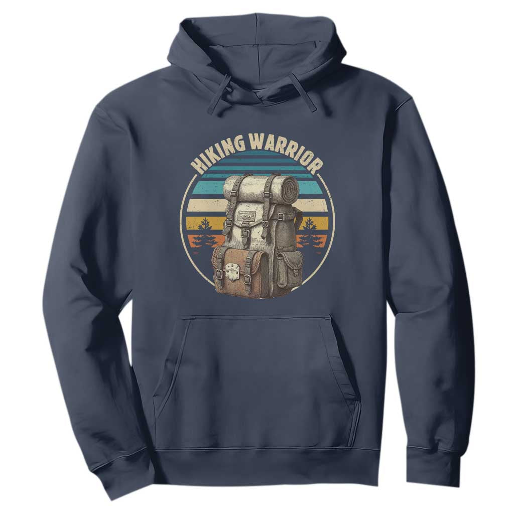 Funny Hiking Warrior Retro Backpack Nature Adventure Hoodie TS11 Navy Print Your Wear