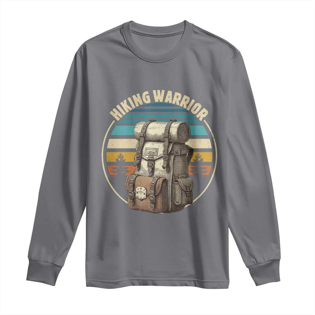 Funny Hiking Warrior Retro Backpack Nature Adventure Long Sleeve Shirt TS11 Charcoal Print Your Wear