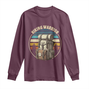 Funny Hiking Warrior Retro Backpack Nature Adventure Long Sleeve Shirt TS11 Maroon Print Your Wear