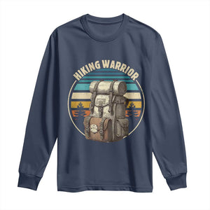 Funny Hiking Warrior Retro Backpack Nature Adventure Long Sleeve Shirt TS11 Navy Print Your Wear