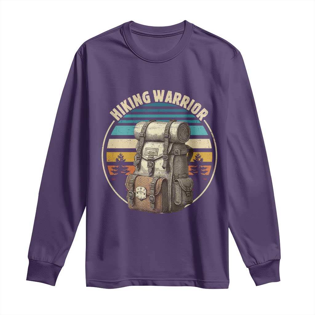 Funny Hiking Warrior Retro Backpack Nature Adventure Long Sleeve Shirt TS11 Purple Print Your Wear