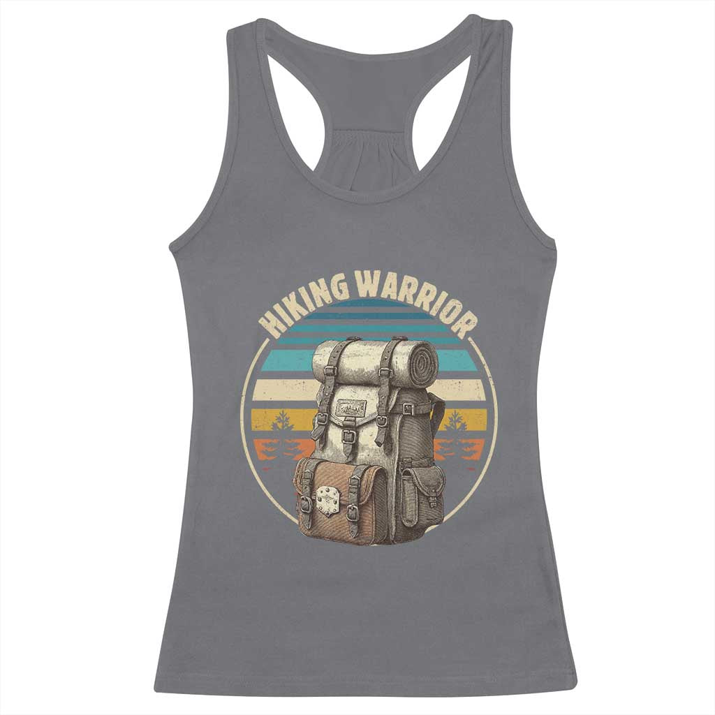 Funny Hiking Warrior Retro Backpack Nature Adventure Racerback Tank Top TS11 Charcoal Print Your Wear
